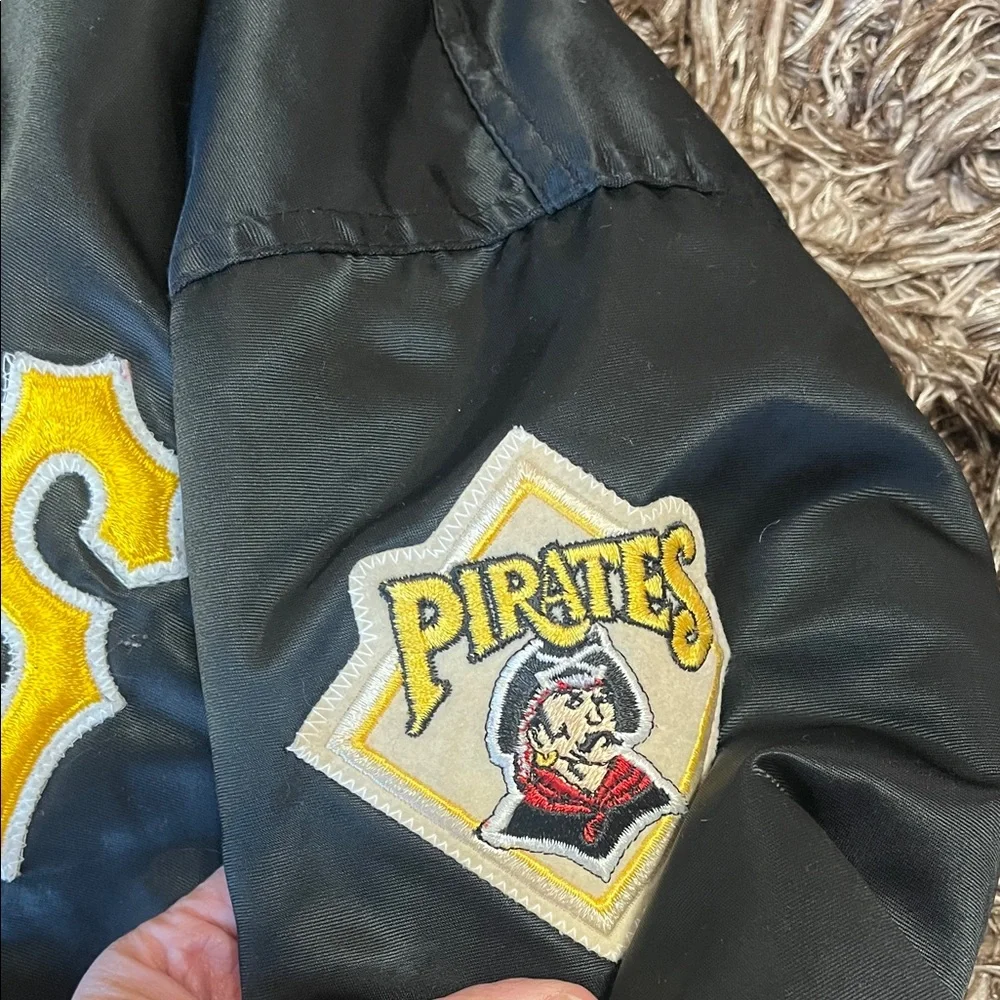 Vtg Pittsburgh Pirates Authentic Diamond Satin Black and Yellow Varsity Jacket - Picture 14 of 17